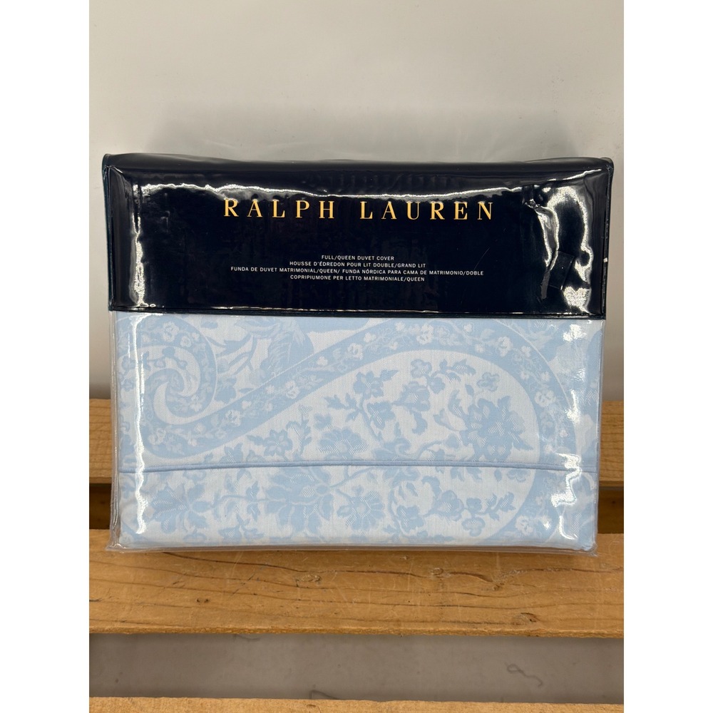 Ralph Lauren Aubree Paisley Full Queen Duvet Cover Blue Cotton 92x96 NEW